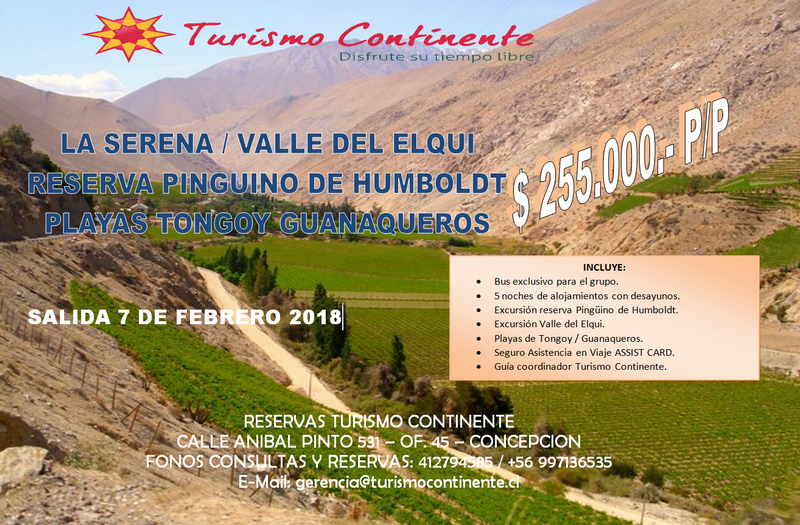 LA SERENA, COQUIMBO, VALLE DEL ELQUI, RESERVA PINGUINO DE HUMBOLDT, PLAYAS YONGO en Concepcion, Bio Bio