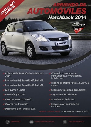 Arriendo de Automóviles Suzuki Swift en Santiago, Metropolitana